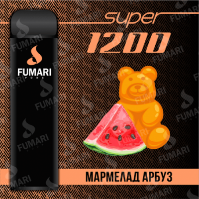 Электронная сигарета Фумари Подс Супер 1200 затяжек Мармелад Арбуз (Fumari Pods 1500 Super Jelly Watermelon)