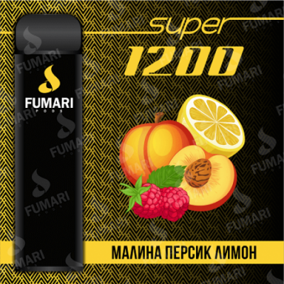 Электронная сигарета Фумари Подс Супер 1200 затяжек Малина Персик Лимон (Fumari Pods 1500 Super Raspberry Peach Lemon)